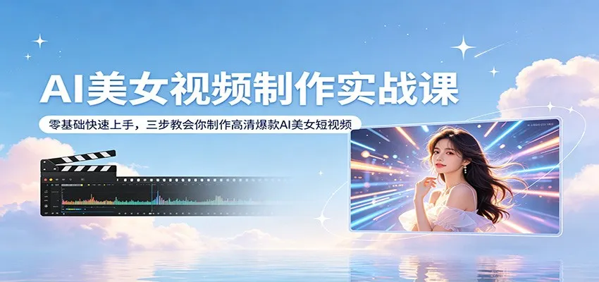 AI美女视频制作实战课：零基础快速上手，三步教会你制作高清爆款AI美女短视频-豌豆轻创