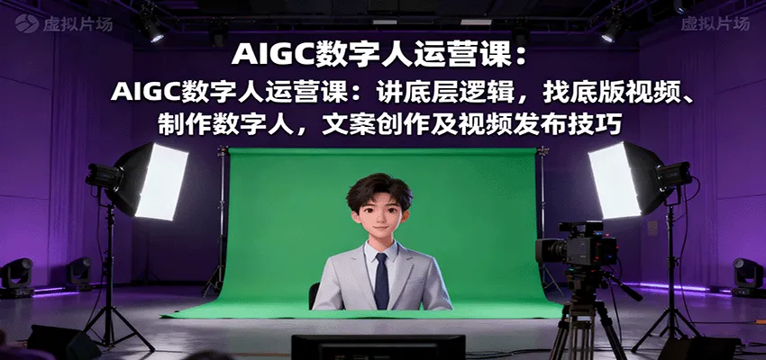AIGC数字人运营课:讲底层逻辑,找底版视频、制作数字人,文案创作及视频发布技巧-轻创