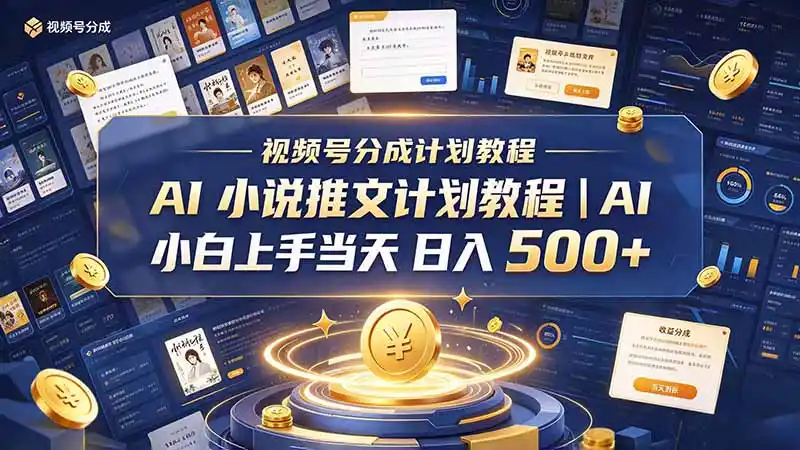 最新视频号分成计划教程｜AI 小说推文，小白上手当天日入 500+-豌豆轻创