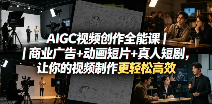 AIGC视频创作全能课｜商业广告+动画短片+真人短剧，让你的视频制作更轻松高效-豌豆轻创