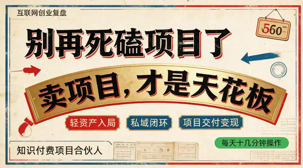 做项目不如卖项目，做知识付费自己当老板，普通人死磕项目賺钱，聪明人贩卖项目认知賺钱【揭秘】-豌豆轻创