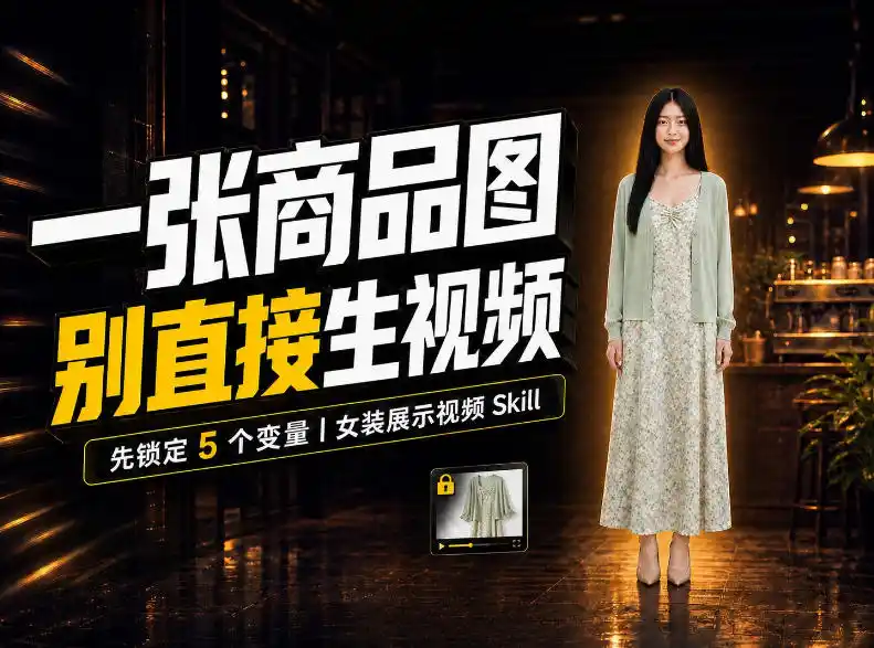 女装AI视频总翻车？问题不在提示词，女装展示视频Skill先锁定5个变量！-豌豆轻创
