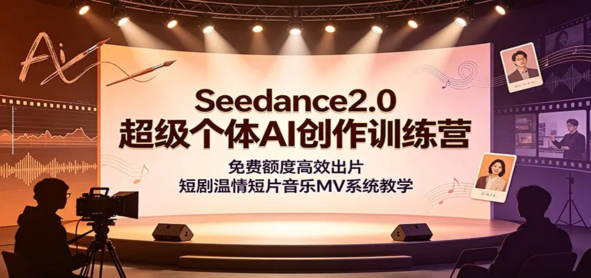 Seedance2.0超级个体AI创作训练营：免费额度高效出片，短剧温情短片音乐MV系统教学-豌豆轻创