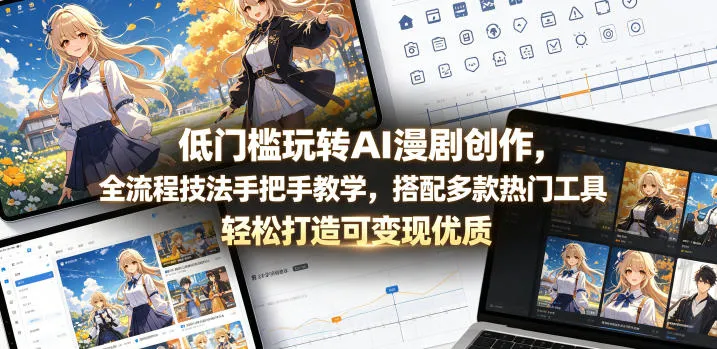 低门槛玩转AI漫剧创作，全流程技法手把手教学，搭配多款热门工具，轻松打造可变现优质作品-豌豆轻创