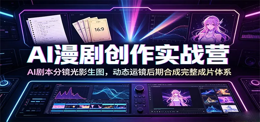 AI漫剧创作实战营：AI剧本分镜光影生图，动态运镜后期合成完整成片体系-豌豆轻创