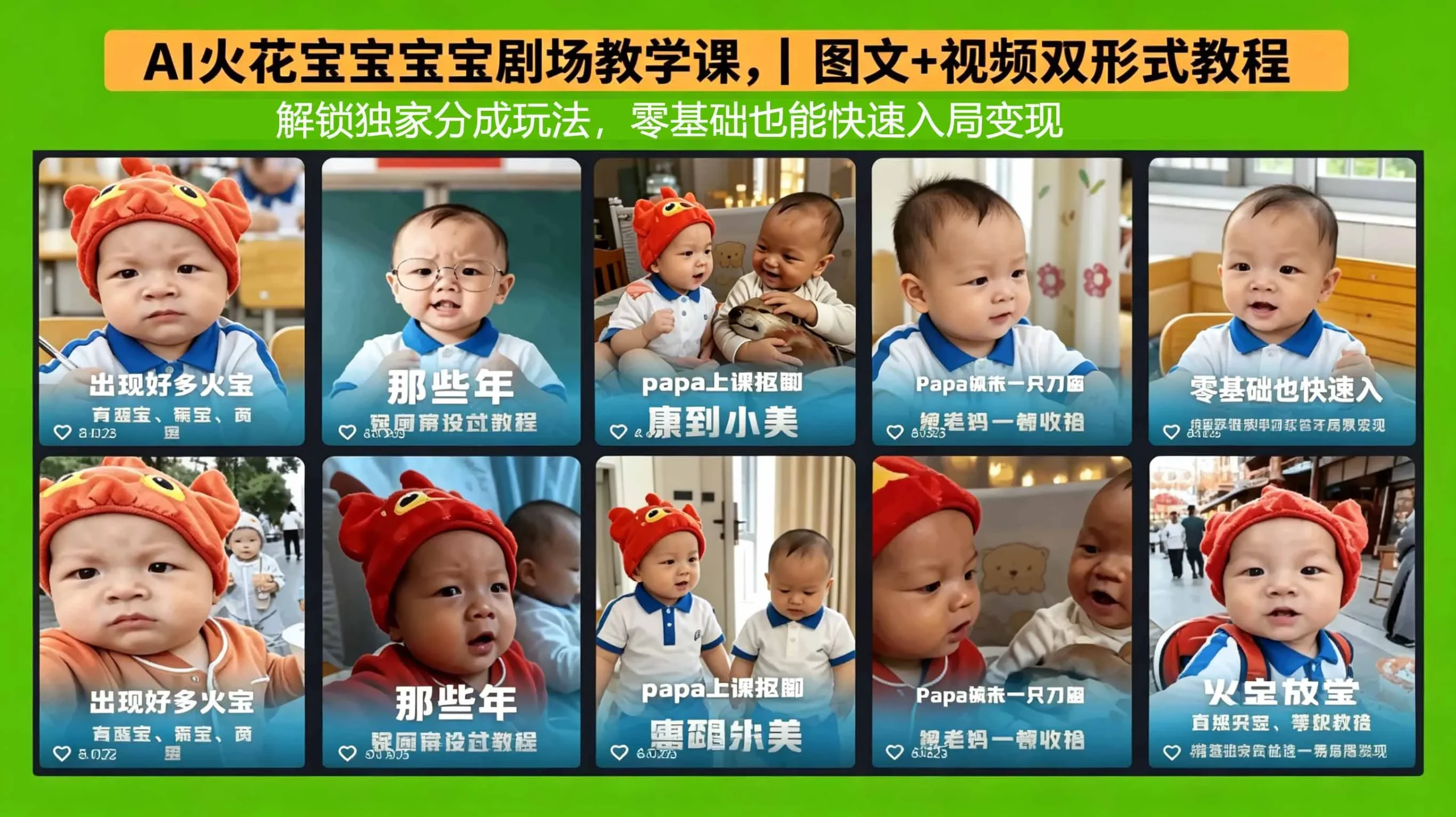 AI火花宝宝宝宝剧场教学课，图文+视频双形式教程，解锁独家分成玩法，零基础也能快速入局变现-豌豆轻创