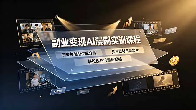 副业变现AI漫剧实训课程，智能体辅助生成分镜，参考素材批量出片，轻松制作流量短视频-豌豆轻创