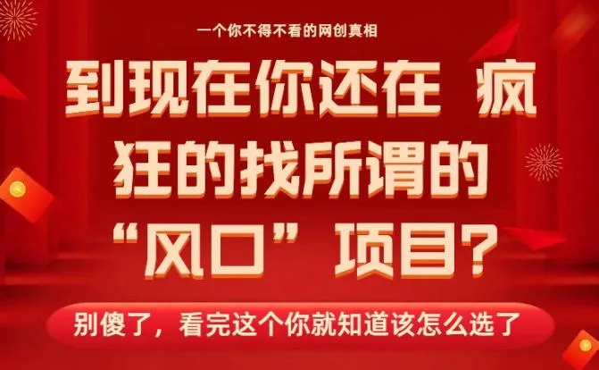 马上26年了,你还在找所谓的风口项目?别傻了,看完这个你全都懂了!【揭秘】-轻创