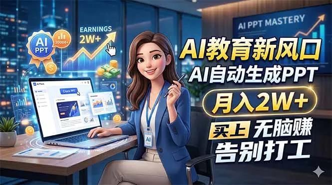 AI教育新风口，AI自动生成PPT，月入2W+，无脑赚，告别打工-豌豆轻创