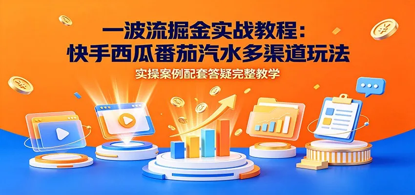 一波流掘金实战教程:快手西瓜番茄汽水多渠道玩法,实操案例配套答疑完整教学-豌豆轻创