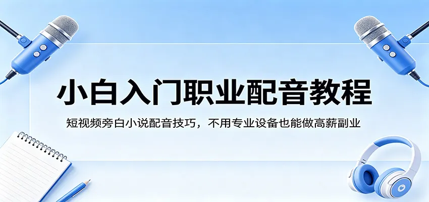 小白入门职业配音教程，短视频旁白小说配音技巧，不用专业设备也能做高薪副业-豌豆轻创