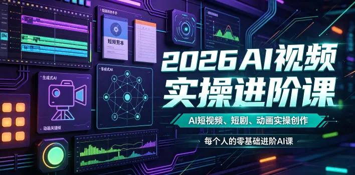 2026AI视频实操进阶课，AI短视频、短剧、动画实操创作，每个人的零基础进阶ai课-豌豆轻创