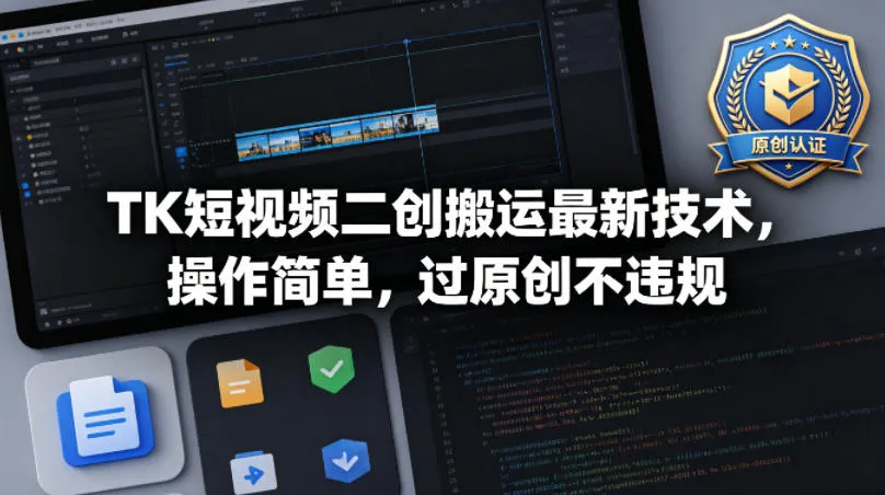 TK短视频二创搬运最新技术，操作简单，过原创不违规-豌豆轻创
