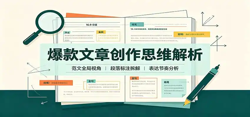 爆款文章创作思维解析：全局视角拆解范文，梳理行文逻辑，搭配真实拆文实操案例-豌豆轻创