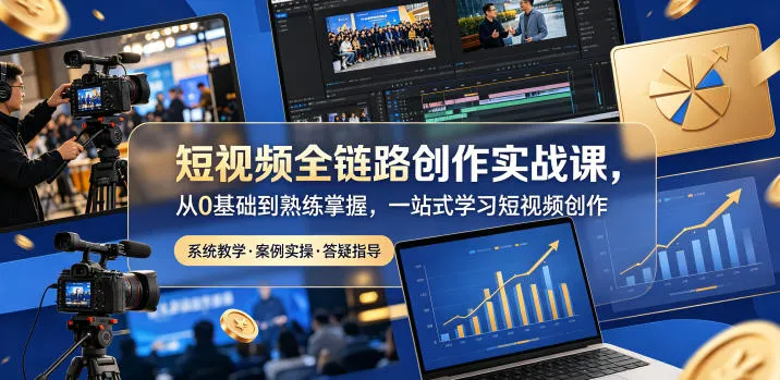 短视频全链路创作实战课，从0基础到熟练掌握，一站式学习短视频创作-豌豆轻创