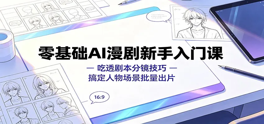 零基础AI漫剧新手入门课：吃透剧本分镜技巧，搞定人物场景批量出片-豌豆轻创