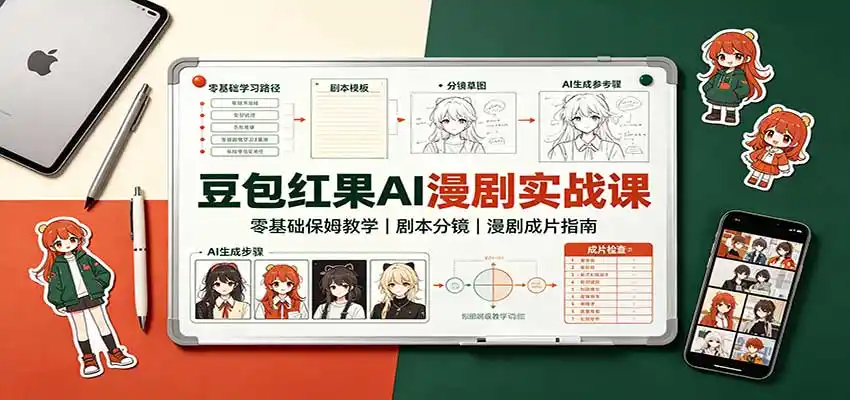 豆包红果AI漫剧实战课：零基础保姆教学，剧本分镜，漫剧成片指南-豌豆轻创