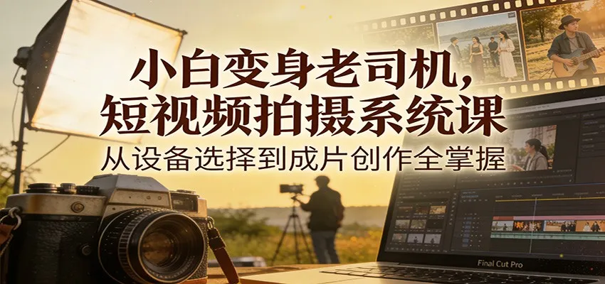 小白变身老司机，短视频拍摄系统课，从设备选择到成片创作全掌握-轻创