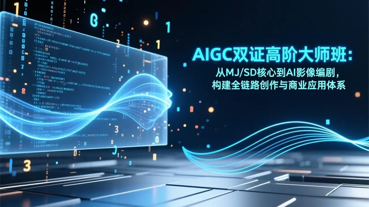 AIGC双证高阶大师班：从MJ/SD核心到AI影像编剧，构建全链路创作与商业应用体系-轻创