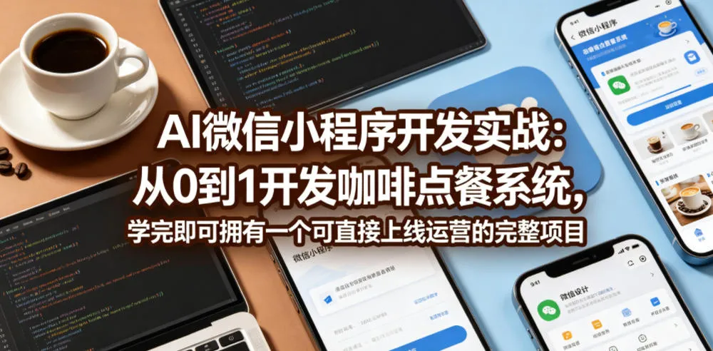 AI微信小程序开发实战：从0到1开发咖啡点餐系统，学完即可拥有一个可直接上线运营的完整项目-豌豆轻创