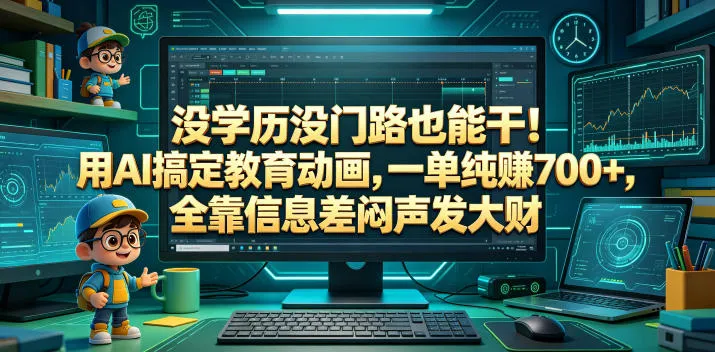 没学历没门路也能干！用AI搞定教育动画，一单纯賺700+，全靠信息差闷声发大财【揭秘】-豌豆轻创