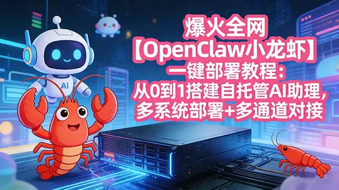 爆火全网【OpenClaw 小龙虾】一键部署教程：从0到1搭建自托管AI助理，多系统部署+多通道对接-豌豆轻创