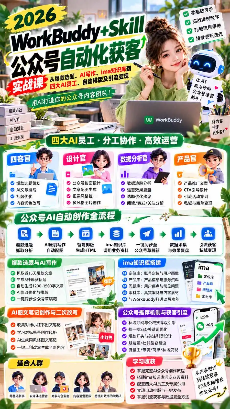 WorkBuddy + Skill公众号自动化获客实战课：从爆款选题、AI写作、ima知识库到四大AI员工、自动排版及引流变现-豌豆轻创