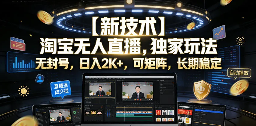 【新技术】淘宝无人直播,独家玩法,无封号,日入2K+,可矩阵,长期稳定【揭秘】-豌豆轻创