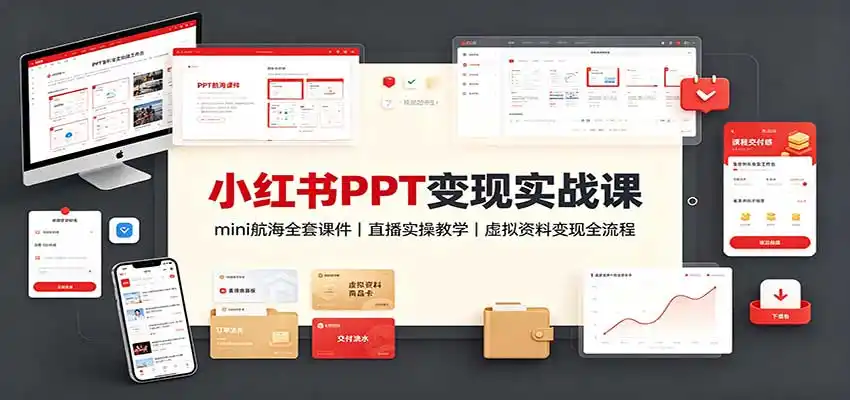 小红书PPT变现实战课：mini航海全套课件+直播实操教学，虚拟资料变现全流程-豌豆轻创