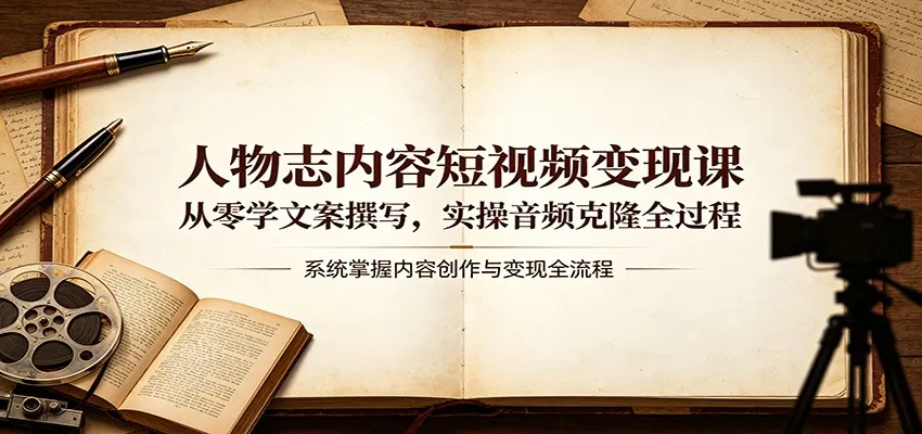 人物志内容短视频变现课：从零学文案撰写，实操音频克隆全过程-豌豆轻创