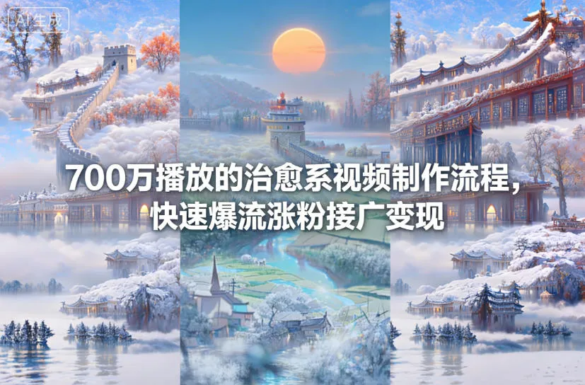 700万播放的治愈系视频制作流程，快速爆流涨粉接广变现-轻创