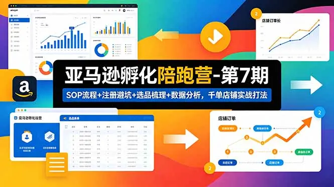 亚马逊孵化陪跑营-第7期：SOP流程+注册避坑+选品梳理+数据分析，千单店铺实战打法(更新0625-豌豆轻创