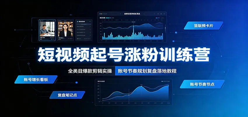短视频起号涨粉训练营：全类目爆款剪辑实操，账号节奏规划复盘落地教程-豌豆轻创