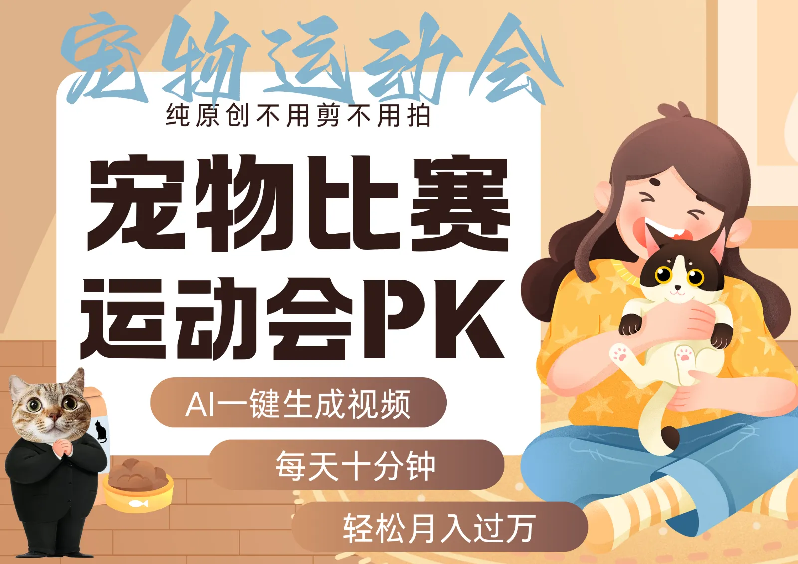 AI萌宠运动员跳水 射击 篮球 足球比赛 每天十分钟 附详细提示词文案库 代替做…-轻创