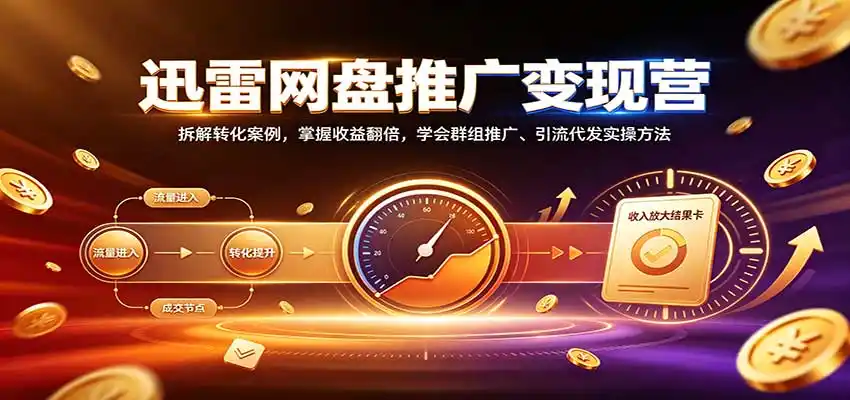 迅雷网盘推广变现营：拆解转化案例，掌握收益翻倍，学会群组推广、引流代发实操方法-豌豆轻创