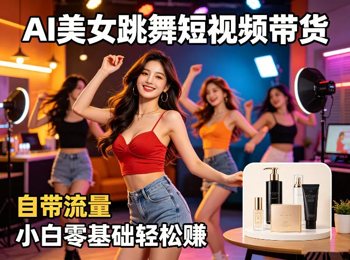 AI美女跳舞短视频带货：自带流量，小白零基础轻松賺，详细拆解-豌豆轻创