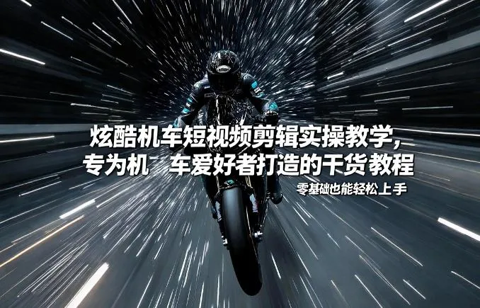 炫酷机车短视频剪辑实操教学，专为机车爱好者打造的干货教程，零基础也能轻松上手-轻创