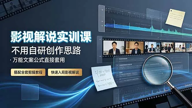 影视解说实训课：不用自研创作思路，万能文案公式直接套用，搭配全套剪辑教程，快速入局影视解说-豌豆轻创