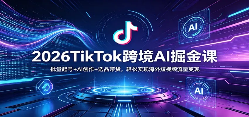2026TikTok跨境AI掘金课：批量起号+AI创作+选品带货，轻松实现海外短视频流量变现-豌豆轻创