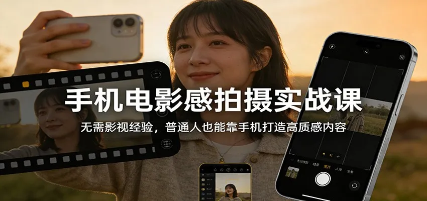 图片[1]-手机电影感拍摄实战课：无需影视经验，普通人也能靠手机打造高质感内容-轻创