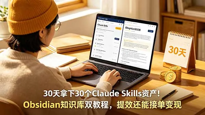 30天拿下30个Claude Skills资产!Obsidian知识库双教程,提效还能接单变现-豌豆轻创