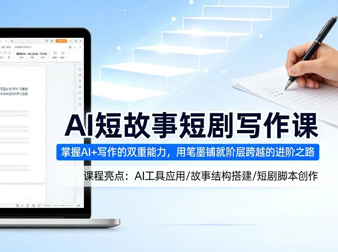 AI短故事短剧写作课,掌握AI+写作的双重能力,用笔墨铺就阶层跨越的进阶之路-豌豆轻创