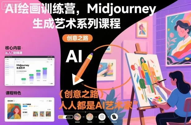 AI绘画训练营，Midjourney生成艺术系列课程，人人都是AI艺术家-轻创
