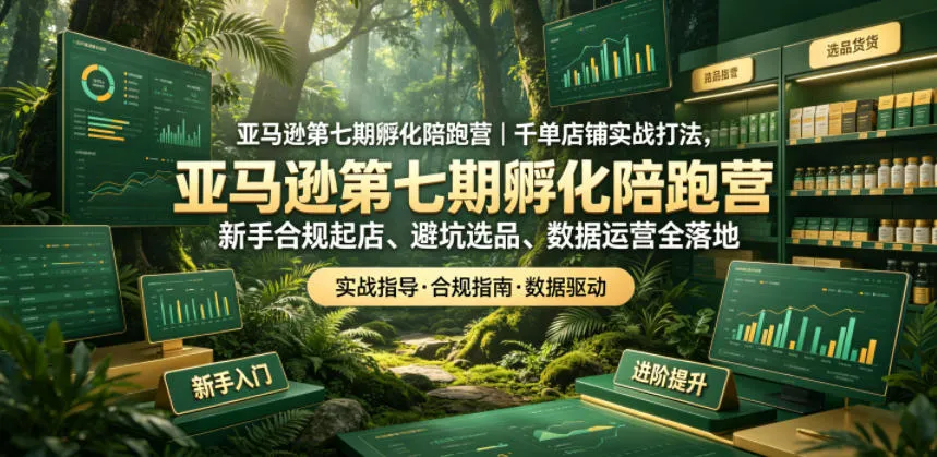 亚马逊第七期孵化陪跑营｜千单店铺实战打法，新手合规起店、避坑选品、数据运营全落地-豌豆轻创