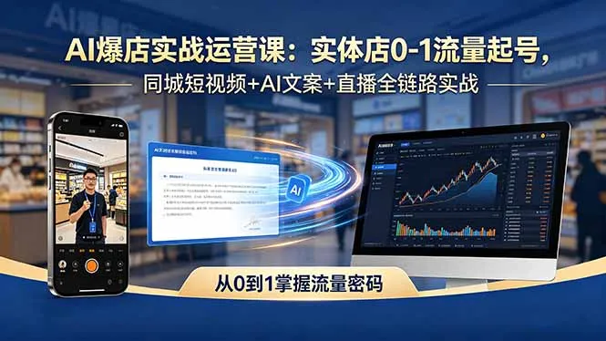 AI爆店实战运营课：实体店0-1流量起号，同城短视频+AI文案+直播全链路实战-豌豆轻创