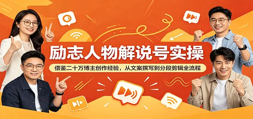励志人物解说号实操：借鉴二十万博主创作经验，从文案撰写到分段剪辑全流程-豌豆轻创
