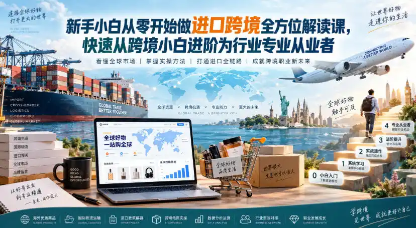 新手小白从零开始做进口跨境全方位解读课，快速从跨境小白进阶为行业专业从业者-豌豆轻创
