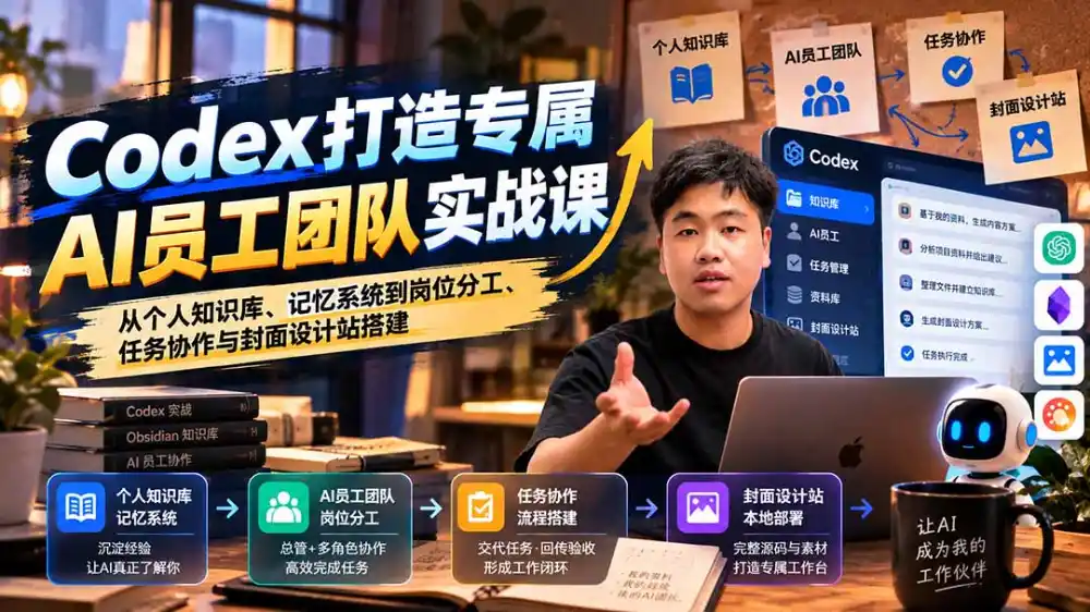 【无水印】Codex打造专属AI员工团队实战课：从个人知识库、记忆系统到岗位分工、任务协作与封面设计站搭建-豌豆轻创