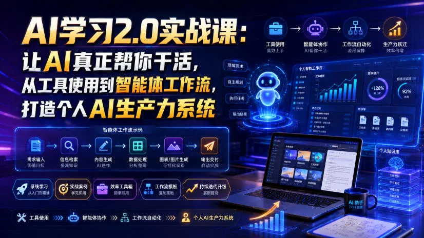 AI学习2.0实战课：让AI真正帮你干活，从工具使用到智能体工作流，打造个人AI生产力系统-豌豆轻创