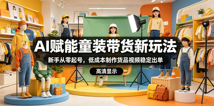 AI赋能童装带货新玩法，新手从零起号，低成本制作货品视频稳定出单-豌豆轻创